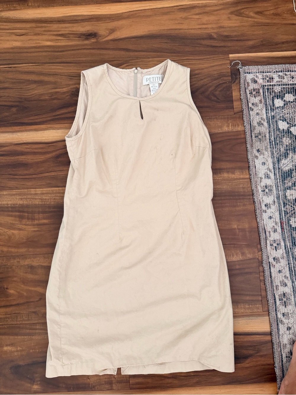 Petite Sophisticate Sleeveless Cream Mini Dress